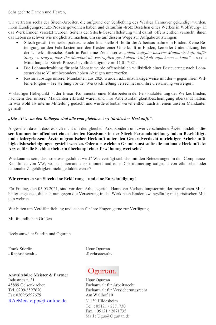 pressemitteilung zu prozess sitech arbeitsgericht hannover 820