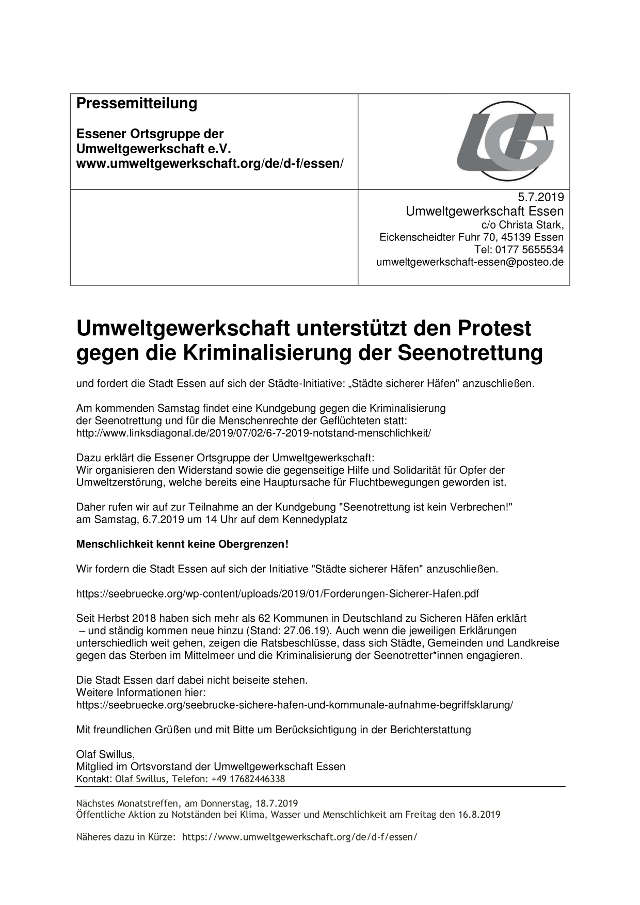 PM 190705 UG unterstuetzt seebruecken protest 640