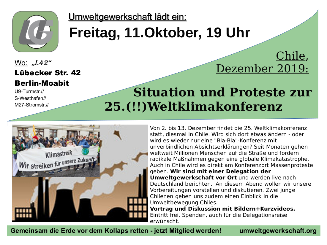UG Veranstaltung BERLIN Weltklimakonferenz 2019 Chile