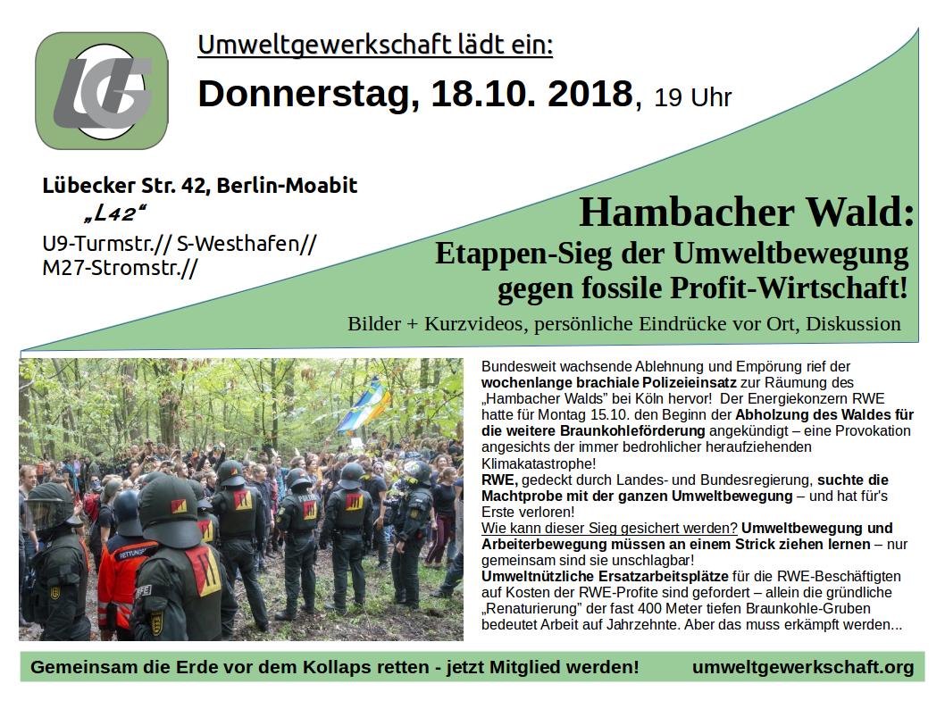 Veranstaltung BraunkohleHambi Oktober18
