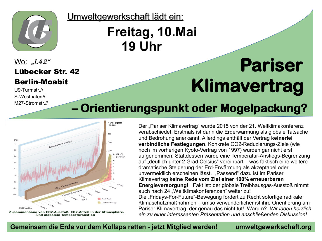 Veranstaltung Pariser Klimavertrag und FFF Forderungen Mai19
