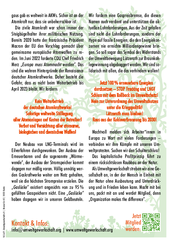 Umweltgewerkschaft Aufruf Weltklimaktionstag S2