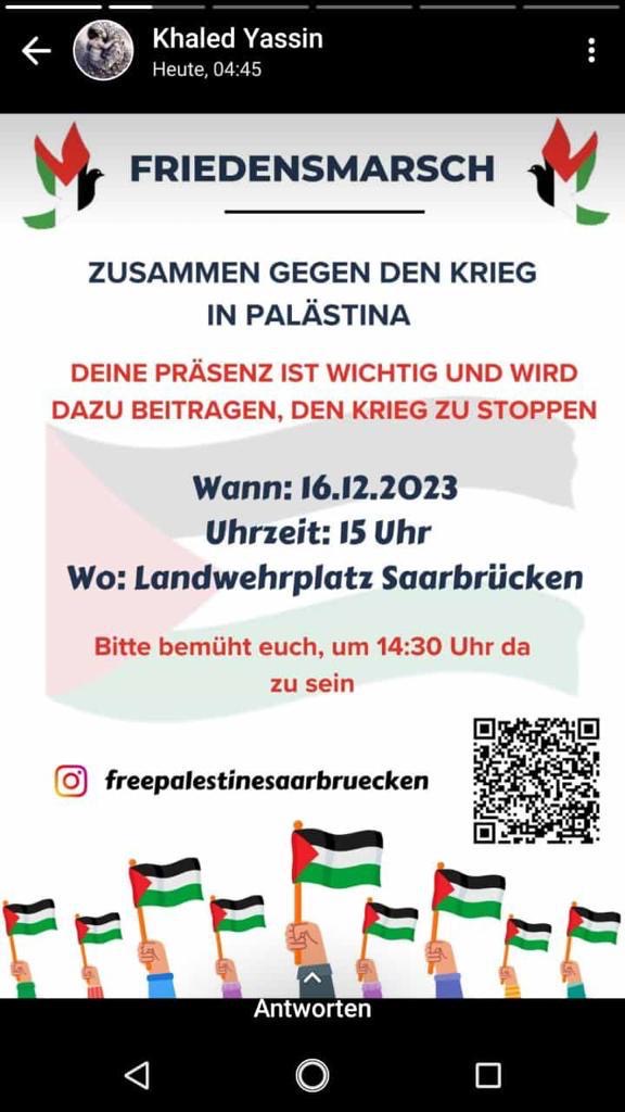 UG Saarland 16.12.2023 1 Palästina Plakat